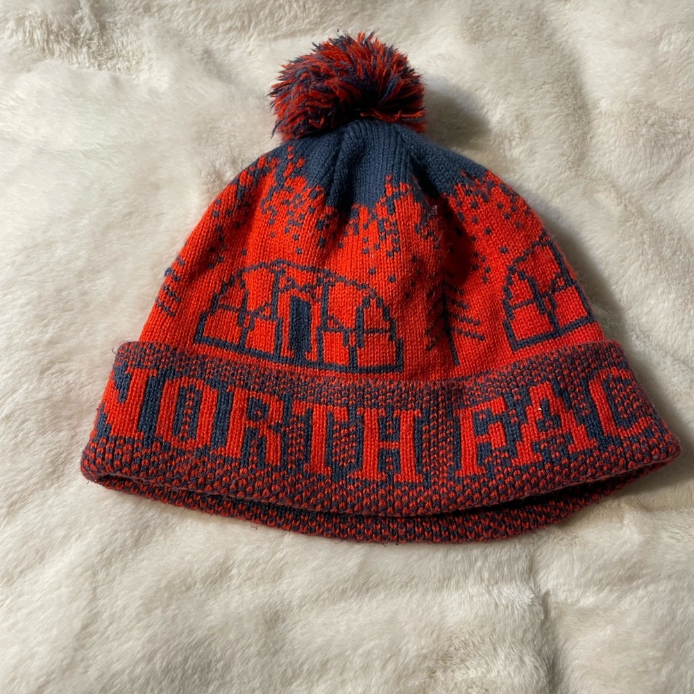 The North Face Kids' Vibrant Orange and Dark Green Beanie